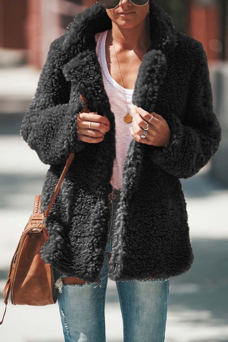 Women's Oversized Wide Lapel Teddy Bear Coat