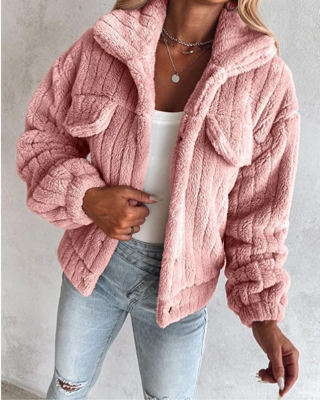 Women's Plus Size Cropped Boxy Sherpa Jacket