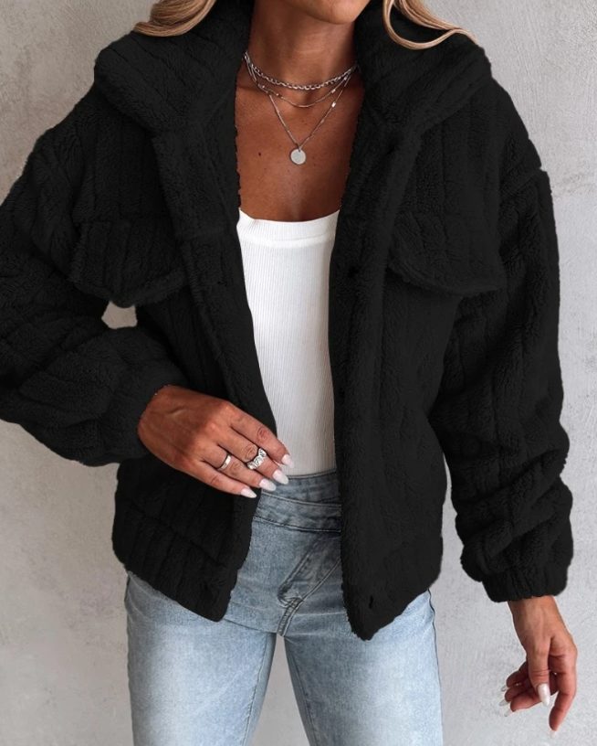 Women's Plus Size Cropped Boxy Sherpa Jacket