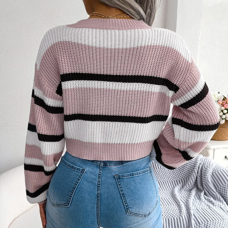 Women's Cropped Boxy Striped Sweater