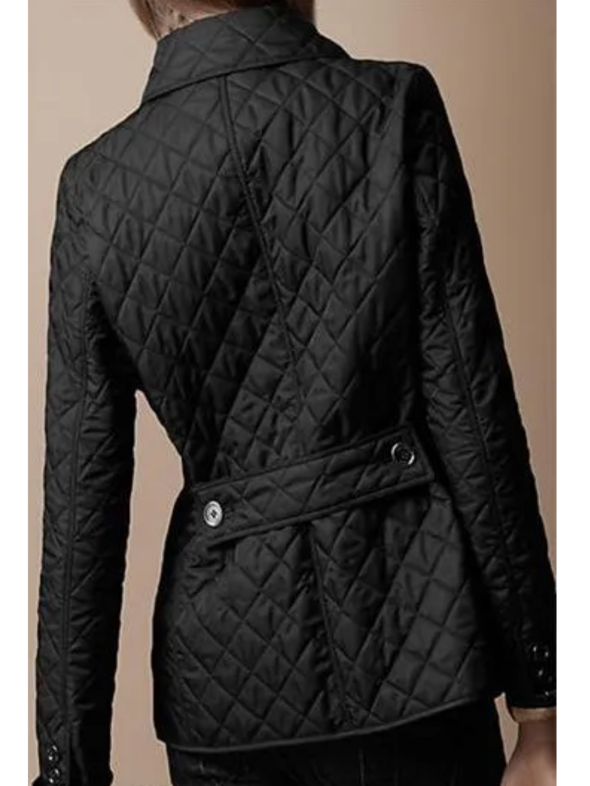 Women's Plus Size Long Diamond Quilted Jacket