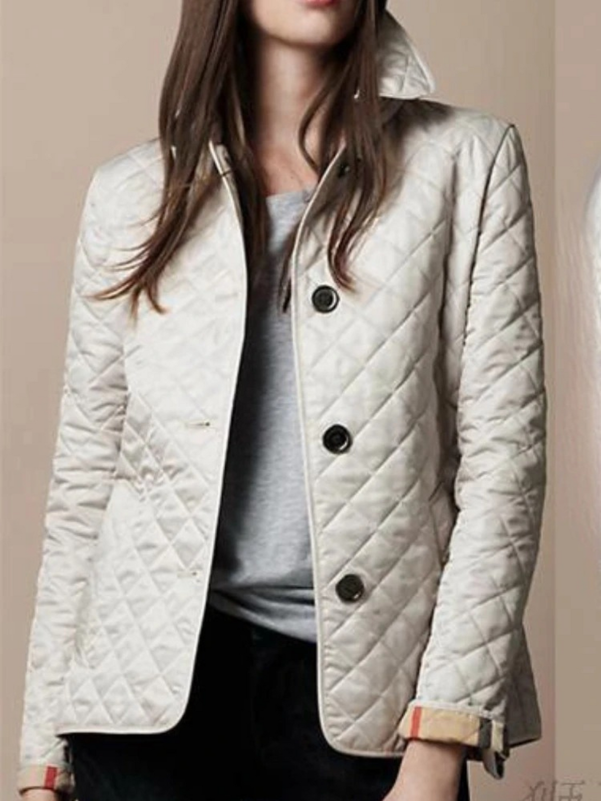 Women's Plus Size Long Diamond Quilted Jacket