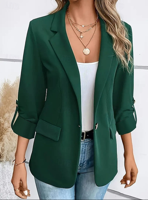 Women's Ruched Sleeve Single Button Blazer