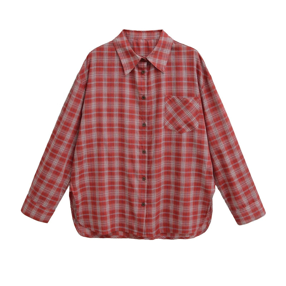Women's Plaid Flannel Button Up Shirt