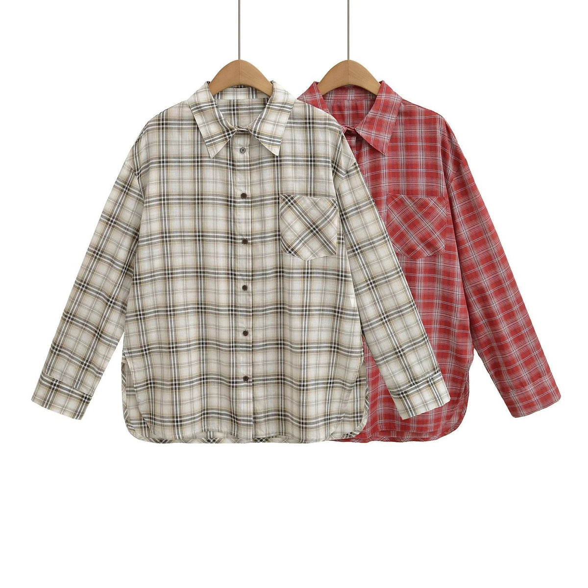 Women's Plaid Flannel Button Up Shirt
