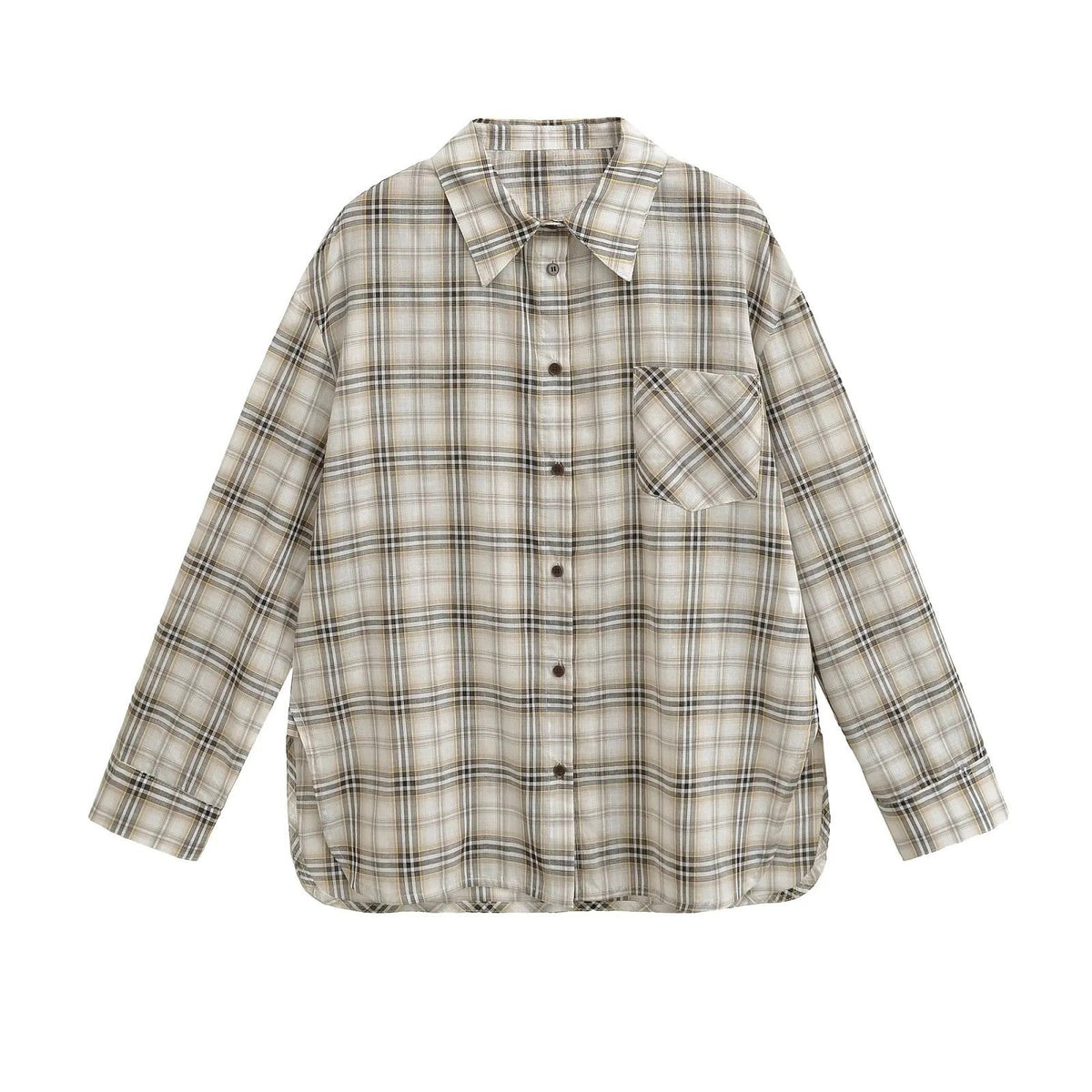 Women's Plaid Flannel Button Up Shirt