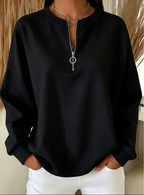 Women's Oversized Boyfriend Half Zip Pullover