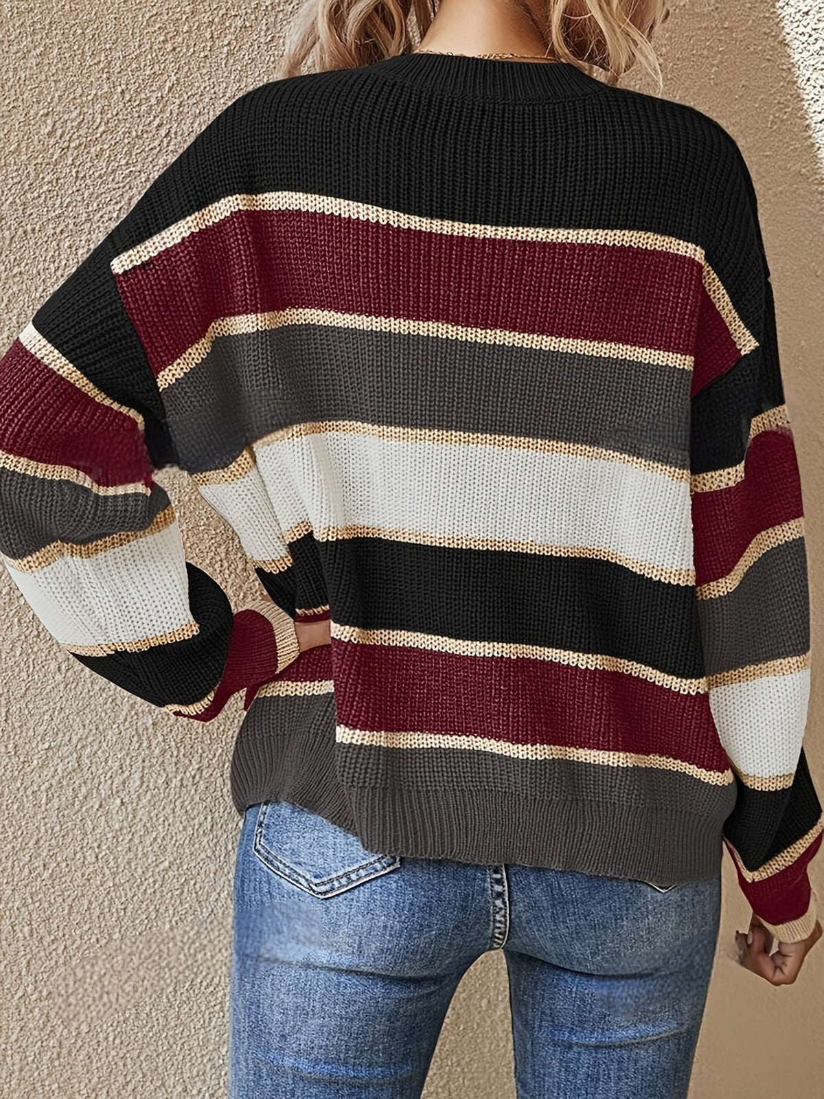 Women's Wide Striped Colorblock Chunky Sweater