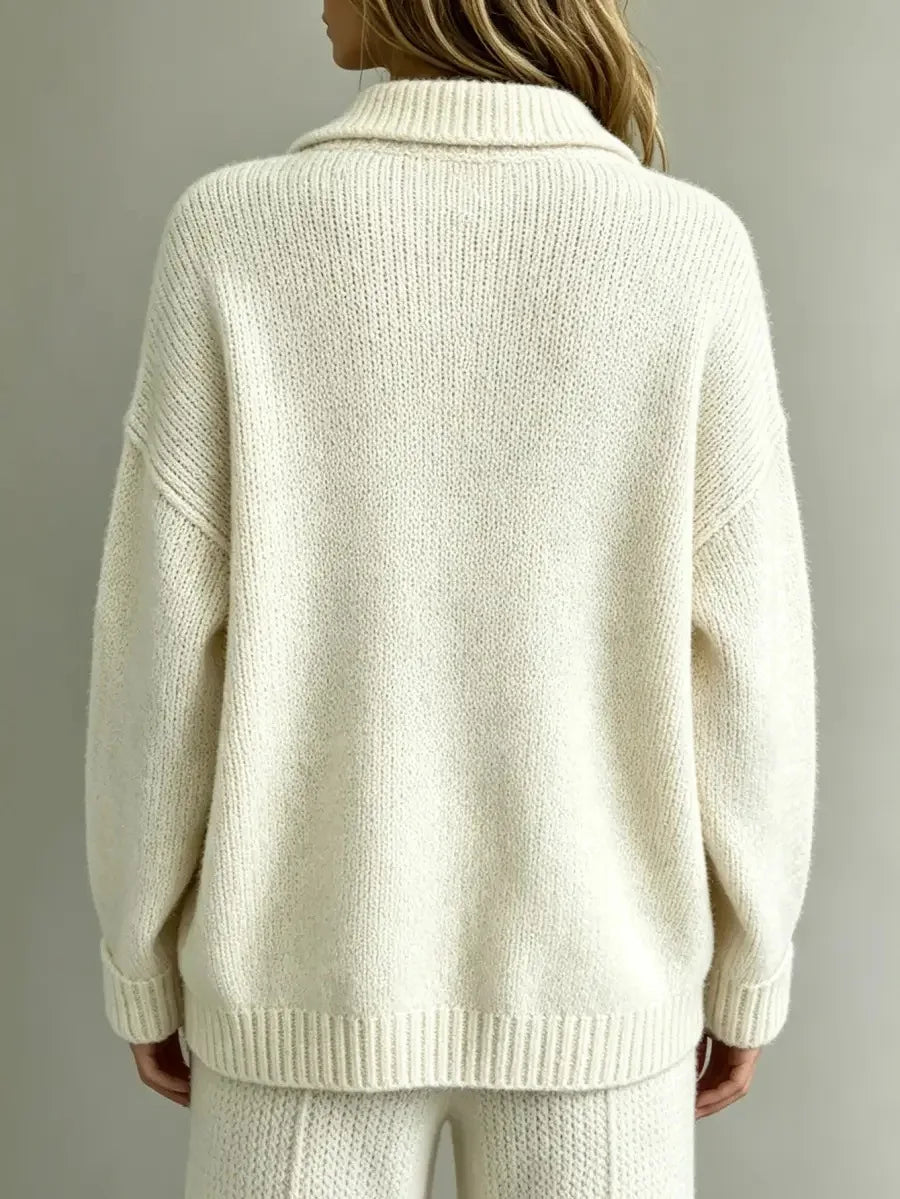 Women's Collared Half Button Polo Sweater