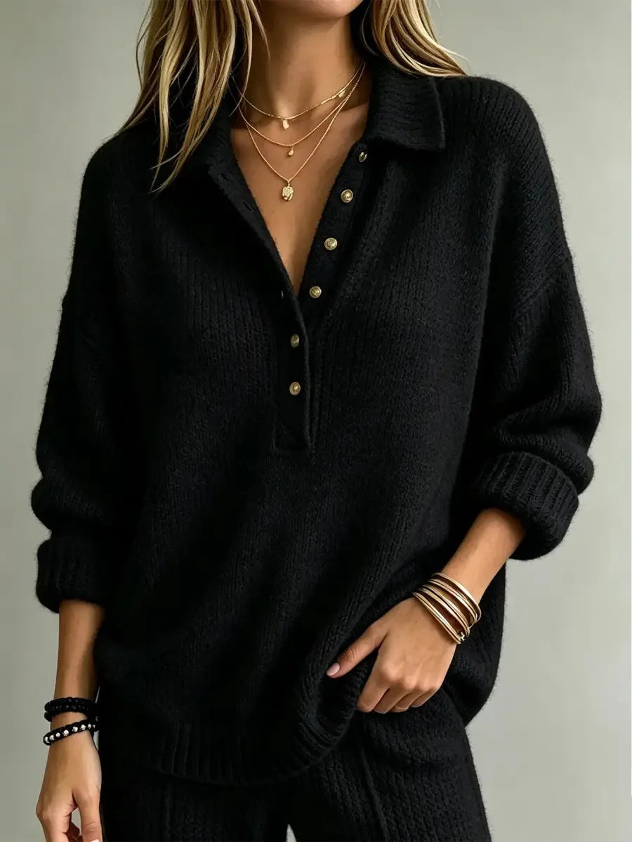 Women's Collared Half Button Polo Sweater
