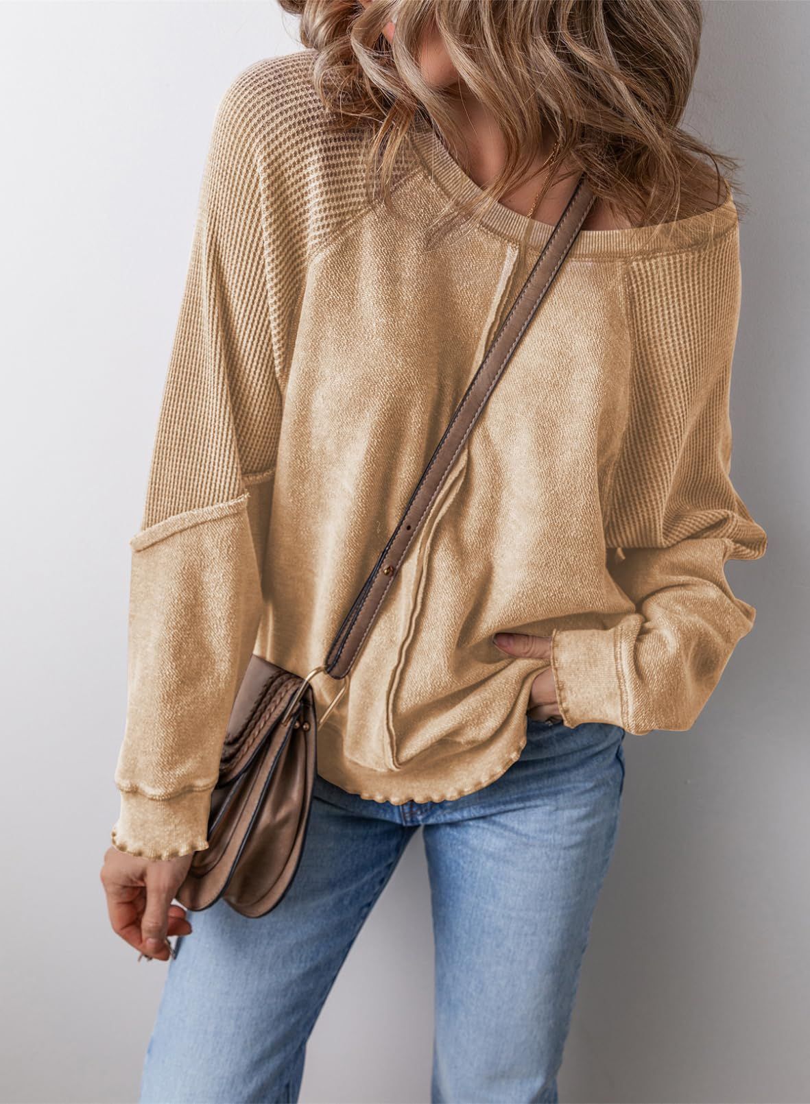 Women's Lettuce Edge Waffle Knit Top