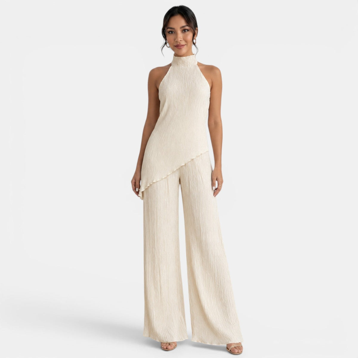 Women's Elegant Asymmetric Halter Two Piece Set