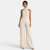 Women's Elegant Asymmetric Halter Two Piece Set