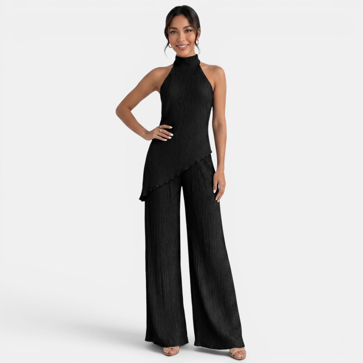 Women's Elegant Asymmetric Halter Two Piece Set