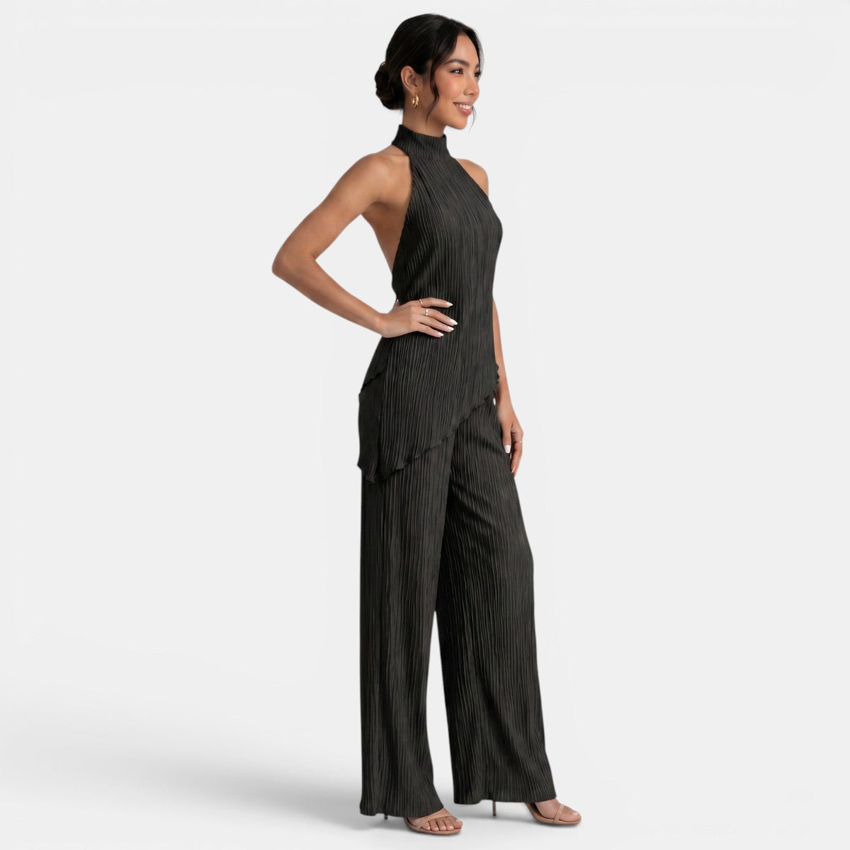 Women's Elegant Asymmetric Halter Two Piece Set