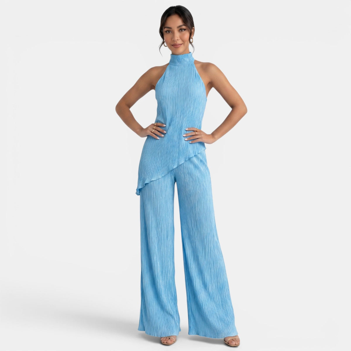 Women's Elegant Asymmetric Halter Two Piece Set