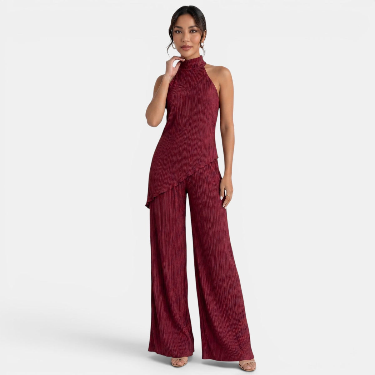 Women's Elegant Asymmetric Halter Two Piece Set