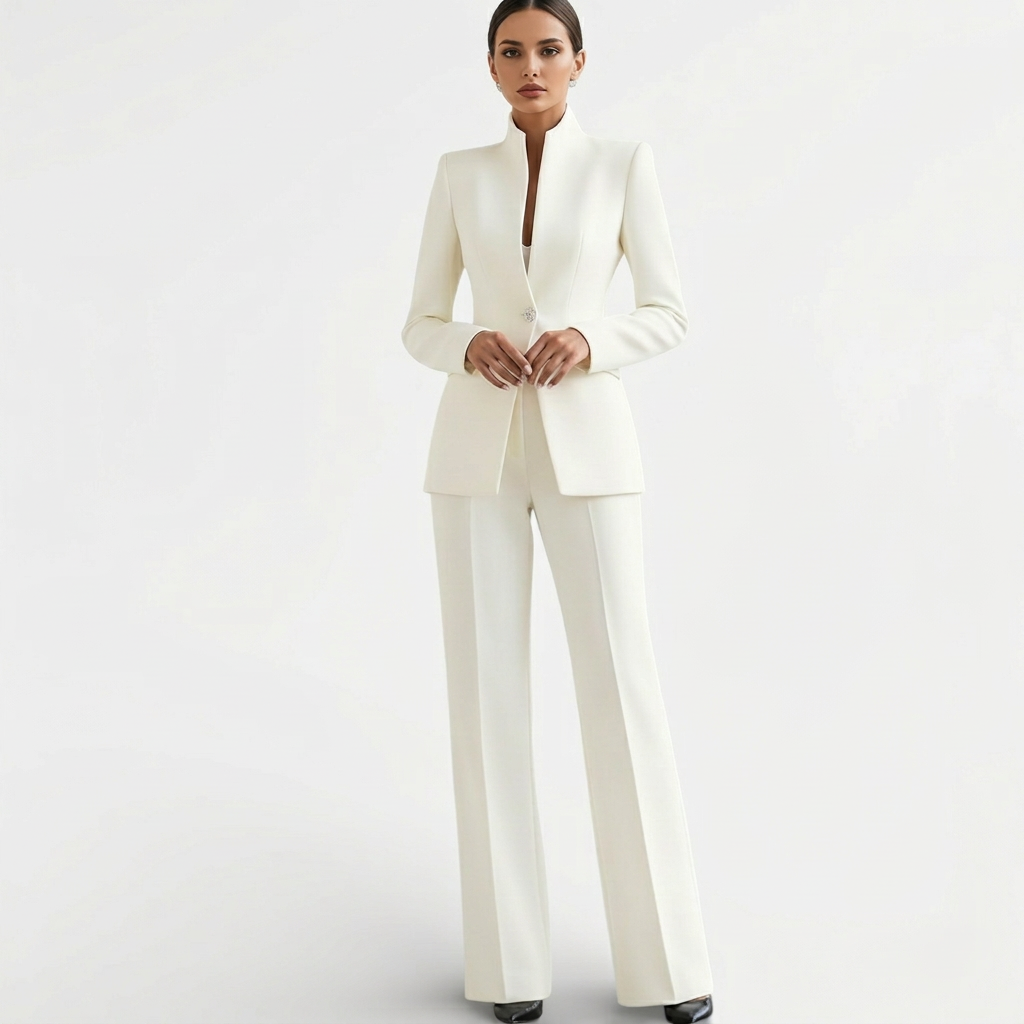 Women's Fitted One-Button Pant Suit Set
