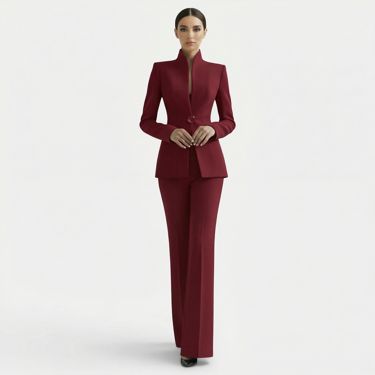Women's Fitted One-Button Pant Suit Set