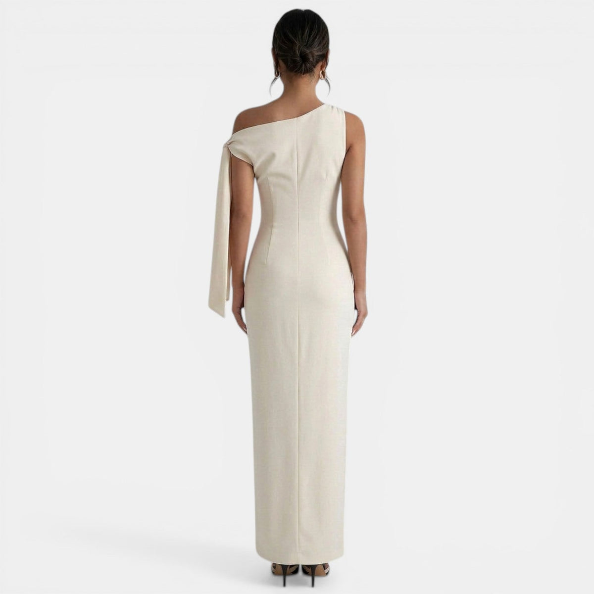Women's Fitted One Shoulder Bow Maxi Dress