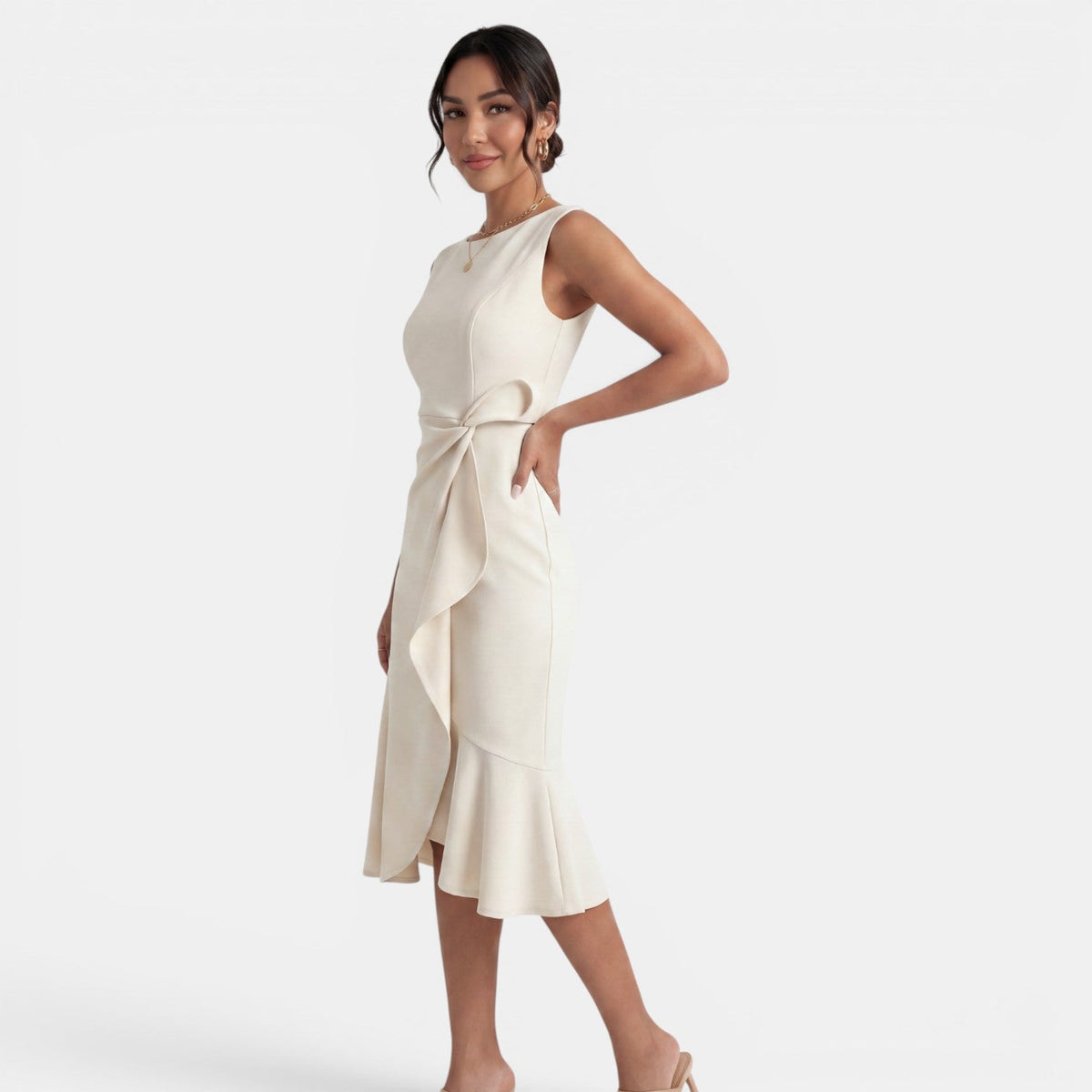 Women's Fitted Sleeveless Side Slit Midi Dress