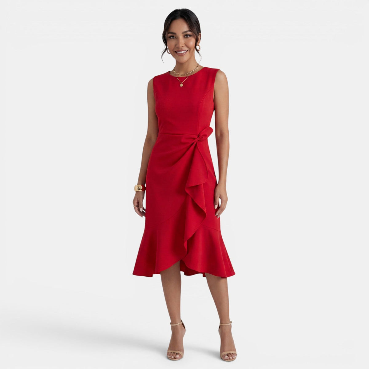 Women's Fitted Sleeveless Side Slit Midi Dress