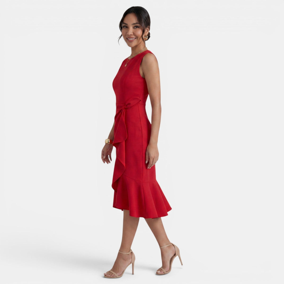 Women's Fitted Sleeveless Side Slit Midi Dress