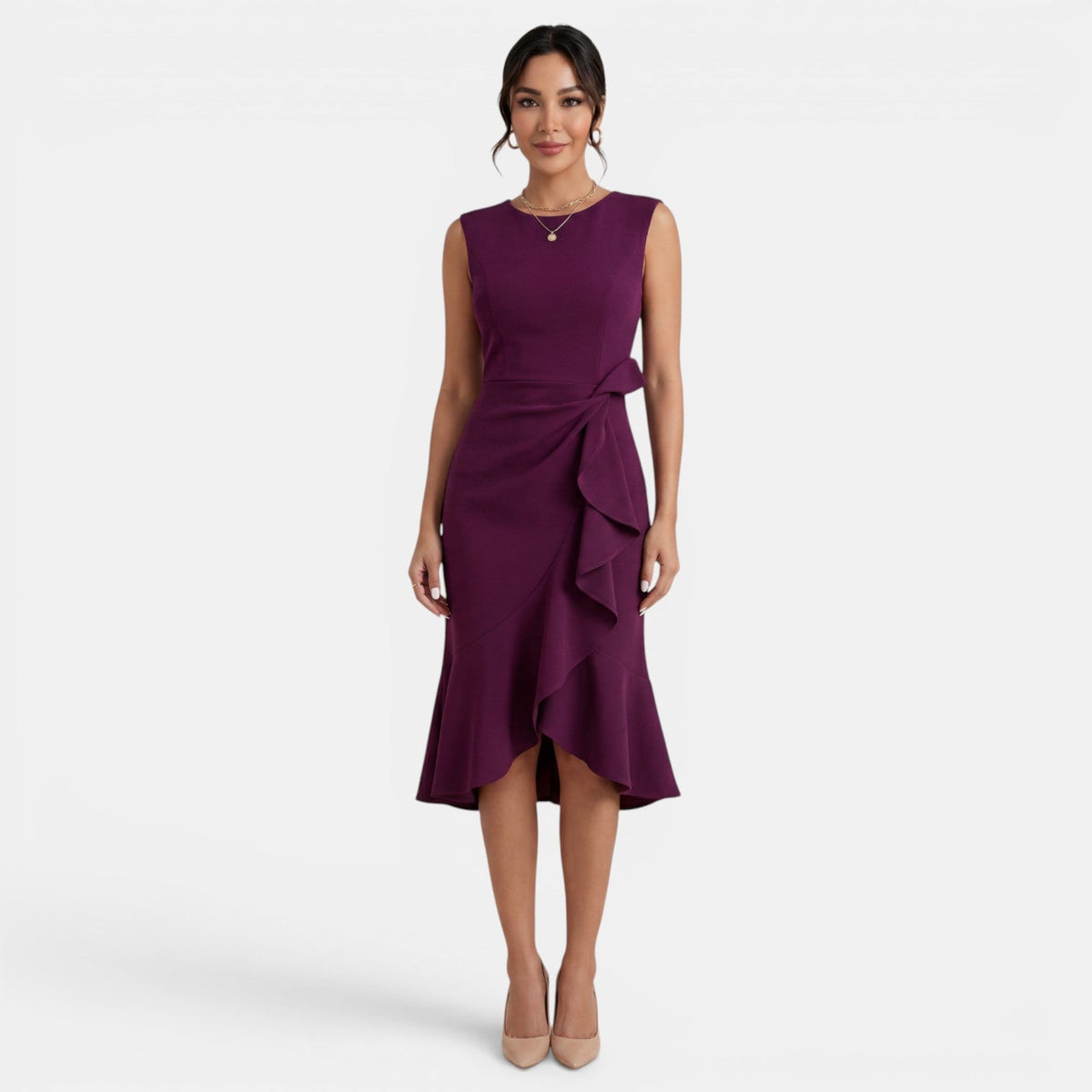 Women's Fitted Sleeveless Side Slit Midi Dress