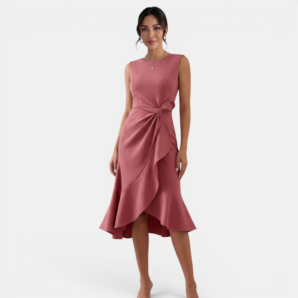 Women's Fitted Sleeveless Side Slit Midi Dress