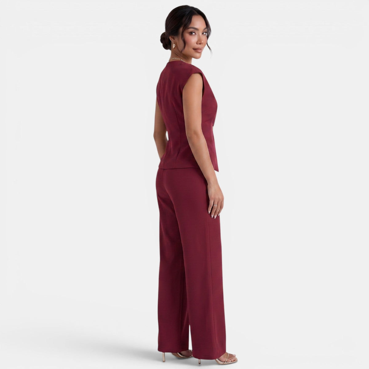 Women's High-Waisted Wide-Leg Pants Suit