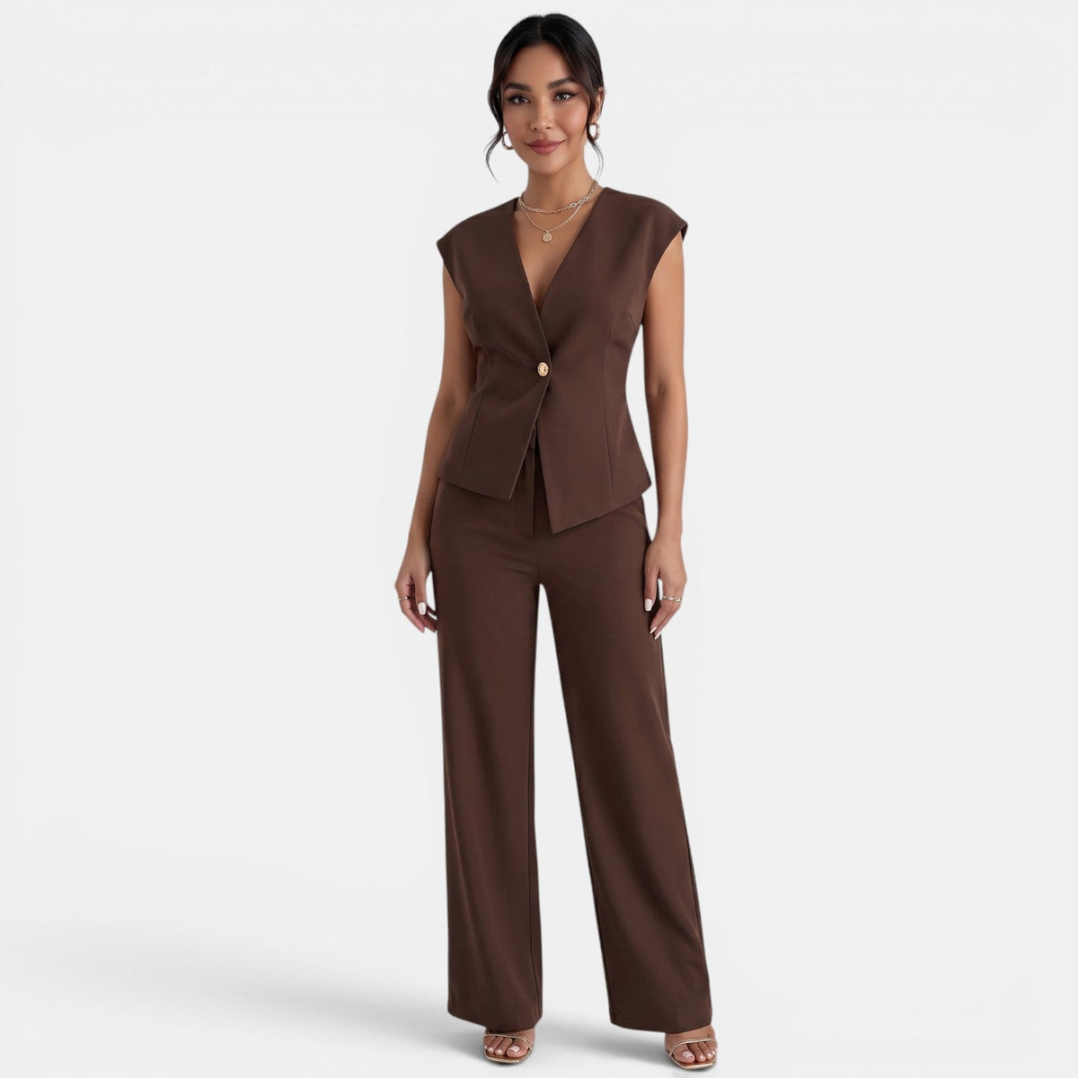 Women's High-Waisted Wide-Leg Pants Suit