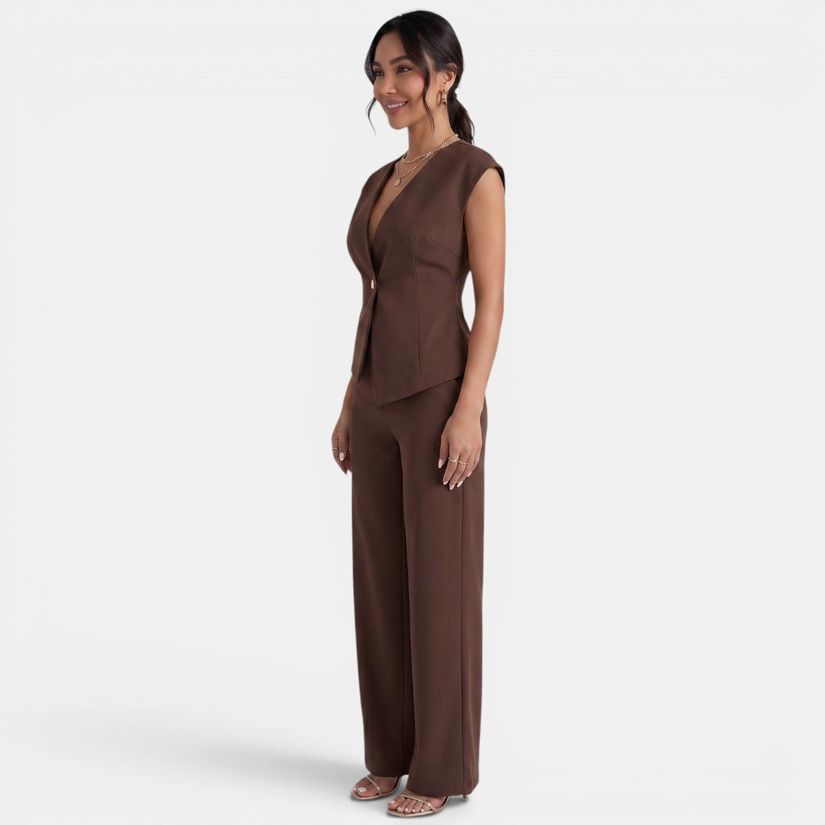 Women's High-Waisted Wide-Leg Pants Suit