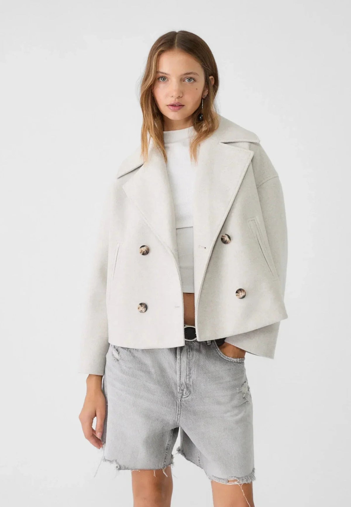 Women's Boxy Cropped Double Breasted Blazer