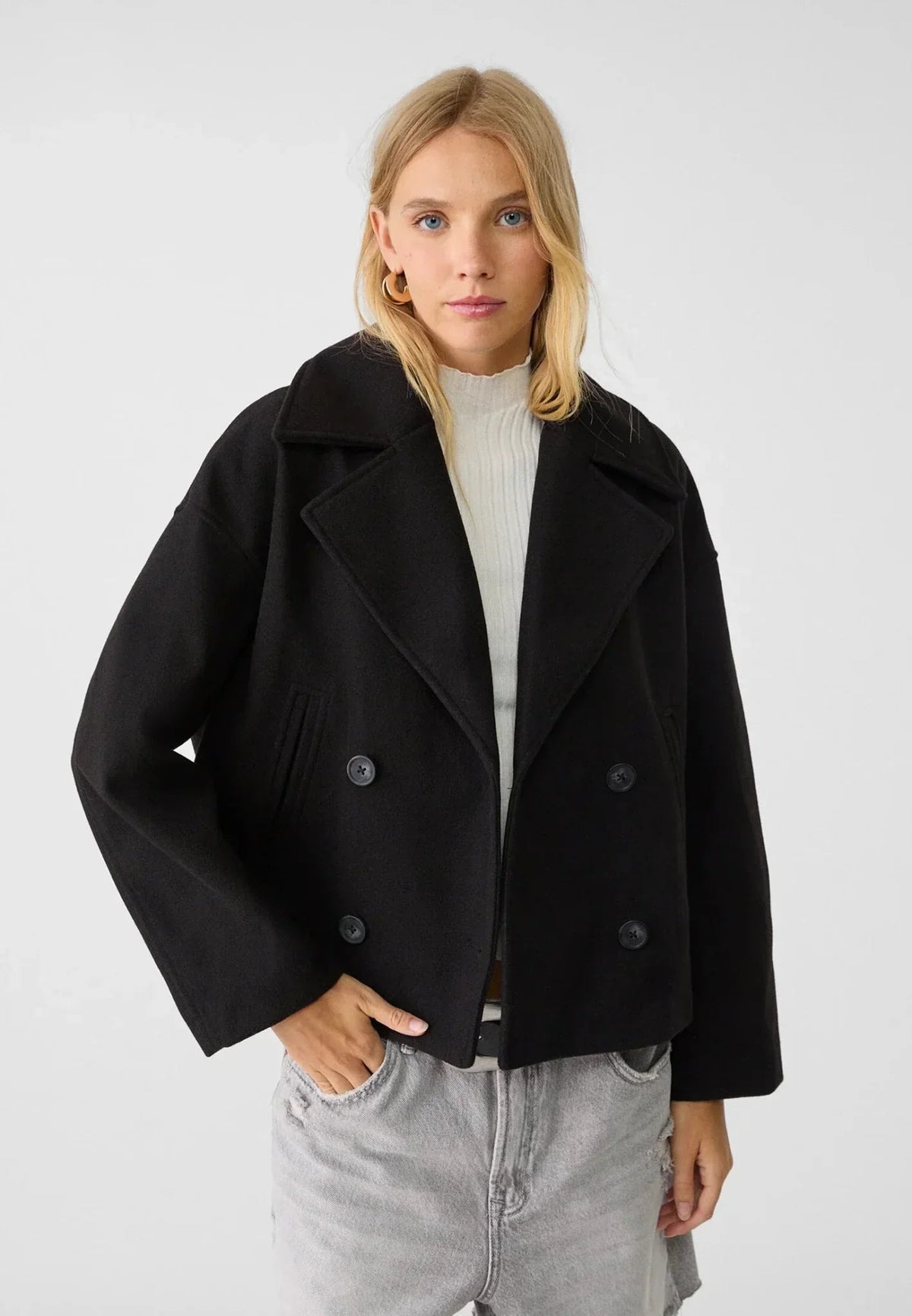 Women's Boxy Cropped Double Breasted Blazer