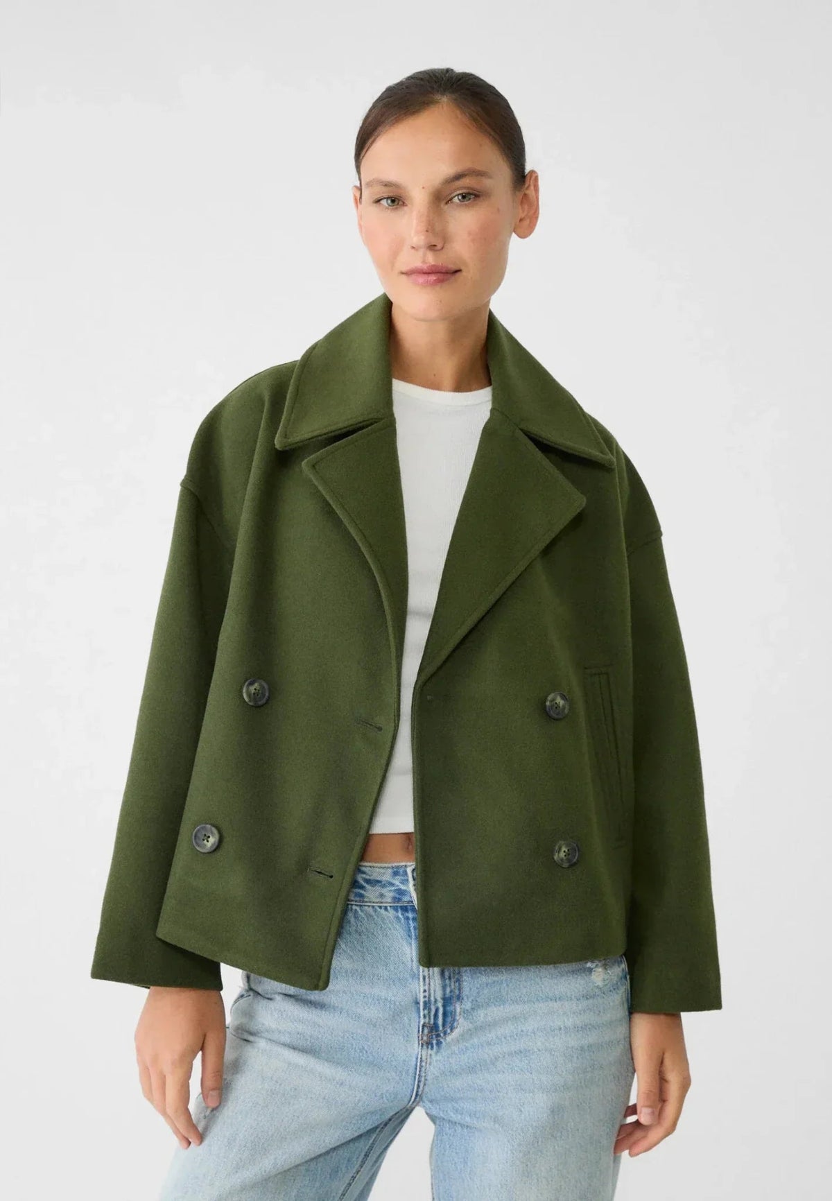 Women's Boxy Cropped Double Breasted Blazer