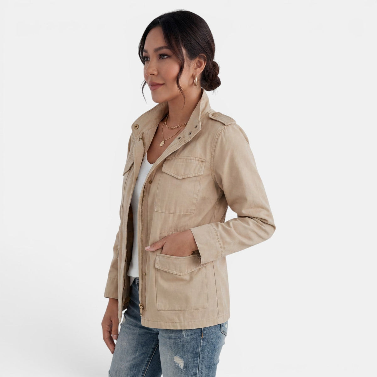 Women's Lightweight Casual Zipper Mid-Season Jacket