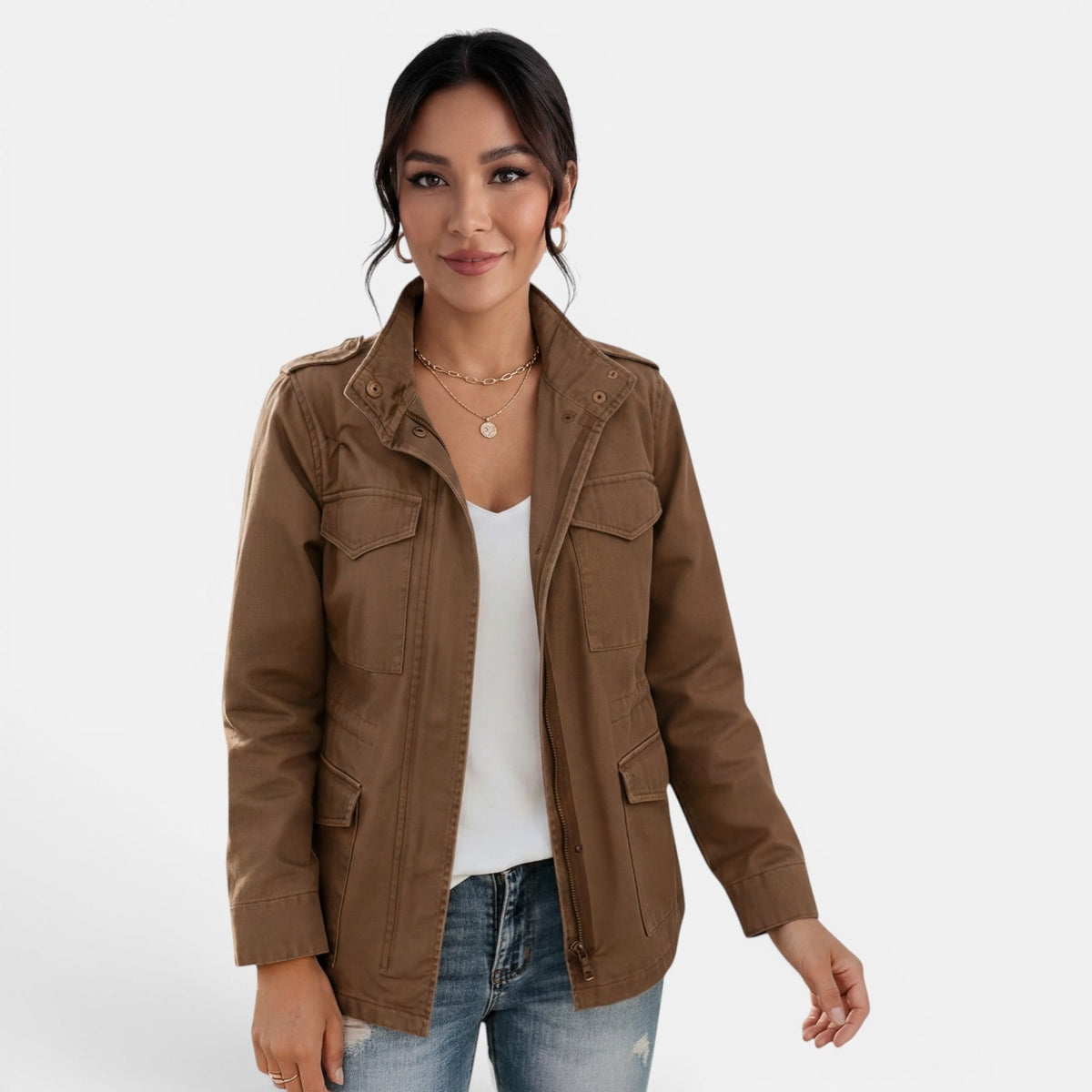 Women's Lightweight Casual Zipper Mid-Season Jacket