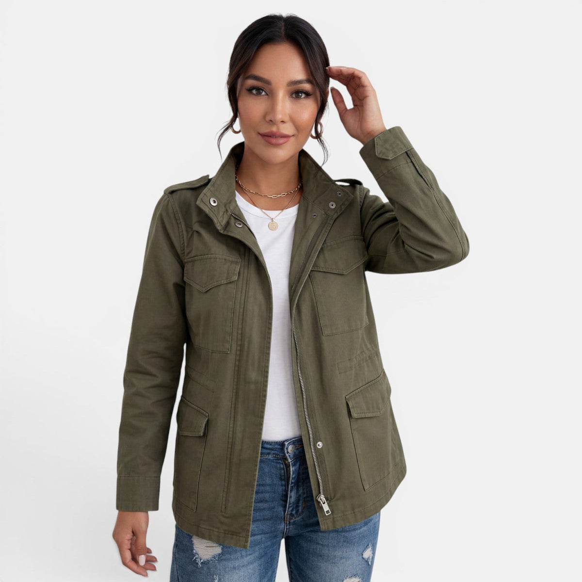 Women's Lightweight Casual Zipper Mid-Season Jacket