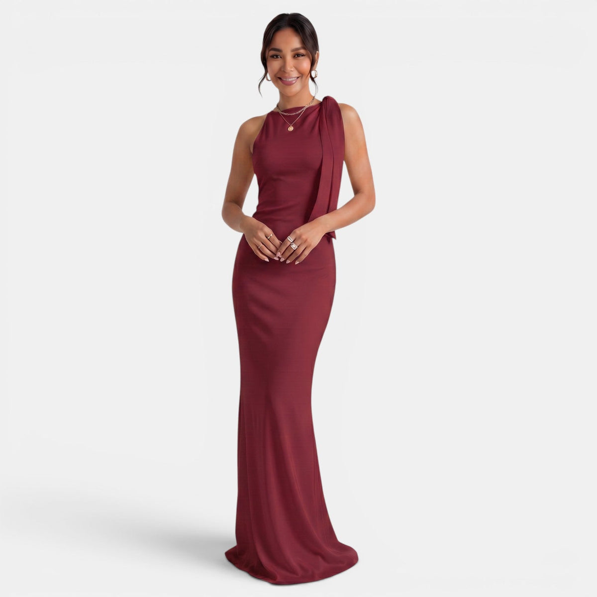 Women's One-Shoulder Slim Fit Maxi Dress