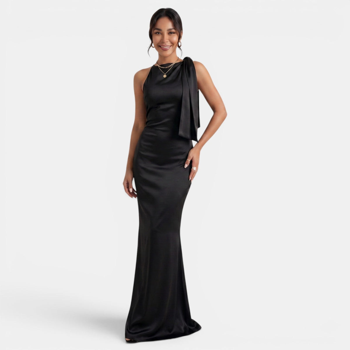 Women's One-Shoulder Slim Fit Maxi Dress