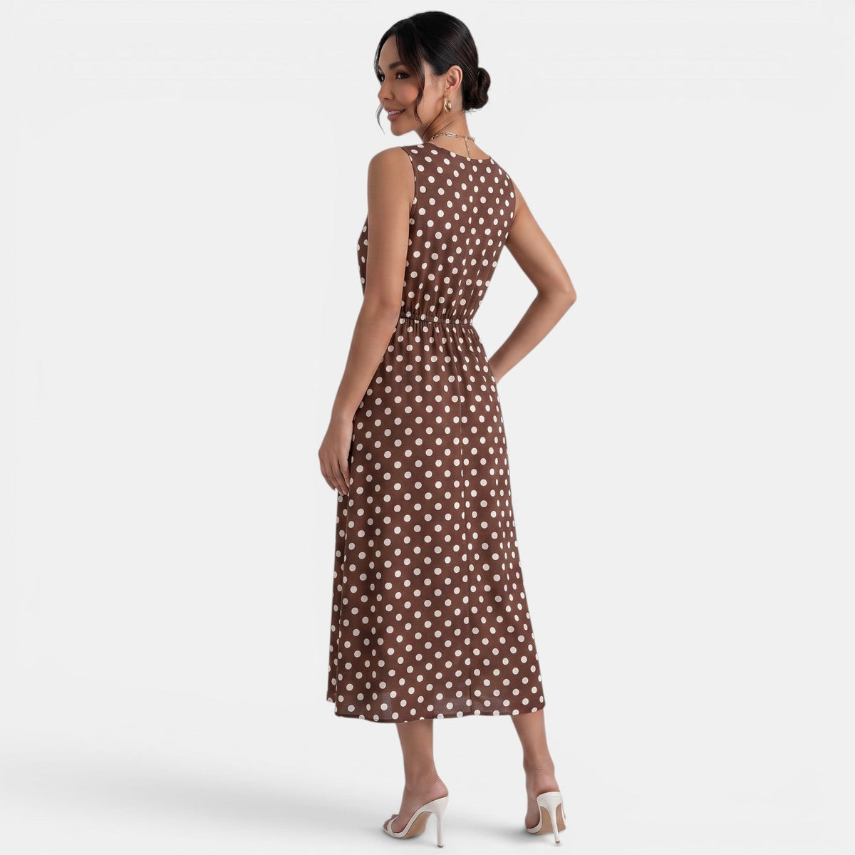 Women's Polka Dot A-Line Summer Midi Dress