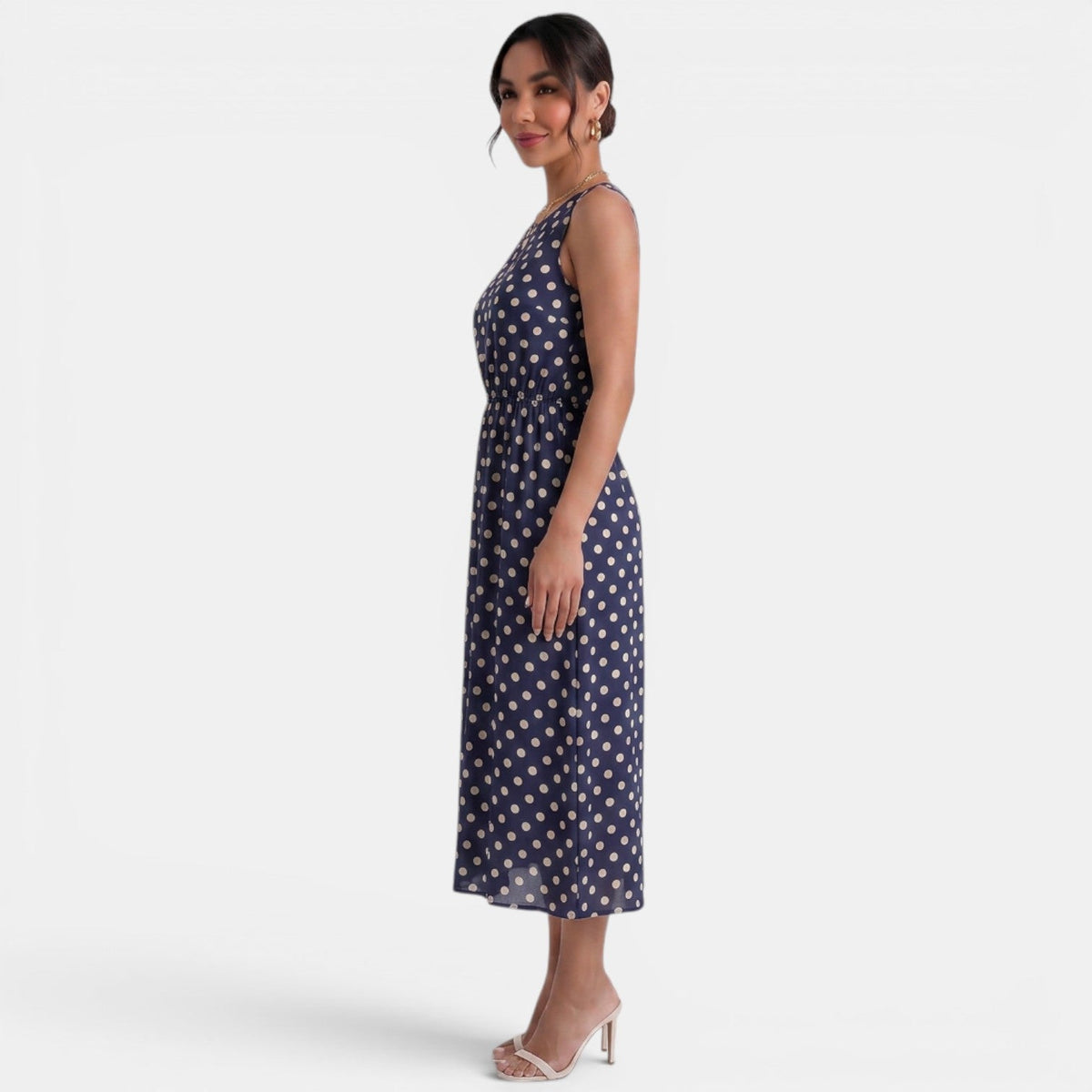 Women's Polka Dot A-Line Summer Midi Dress