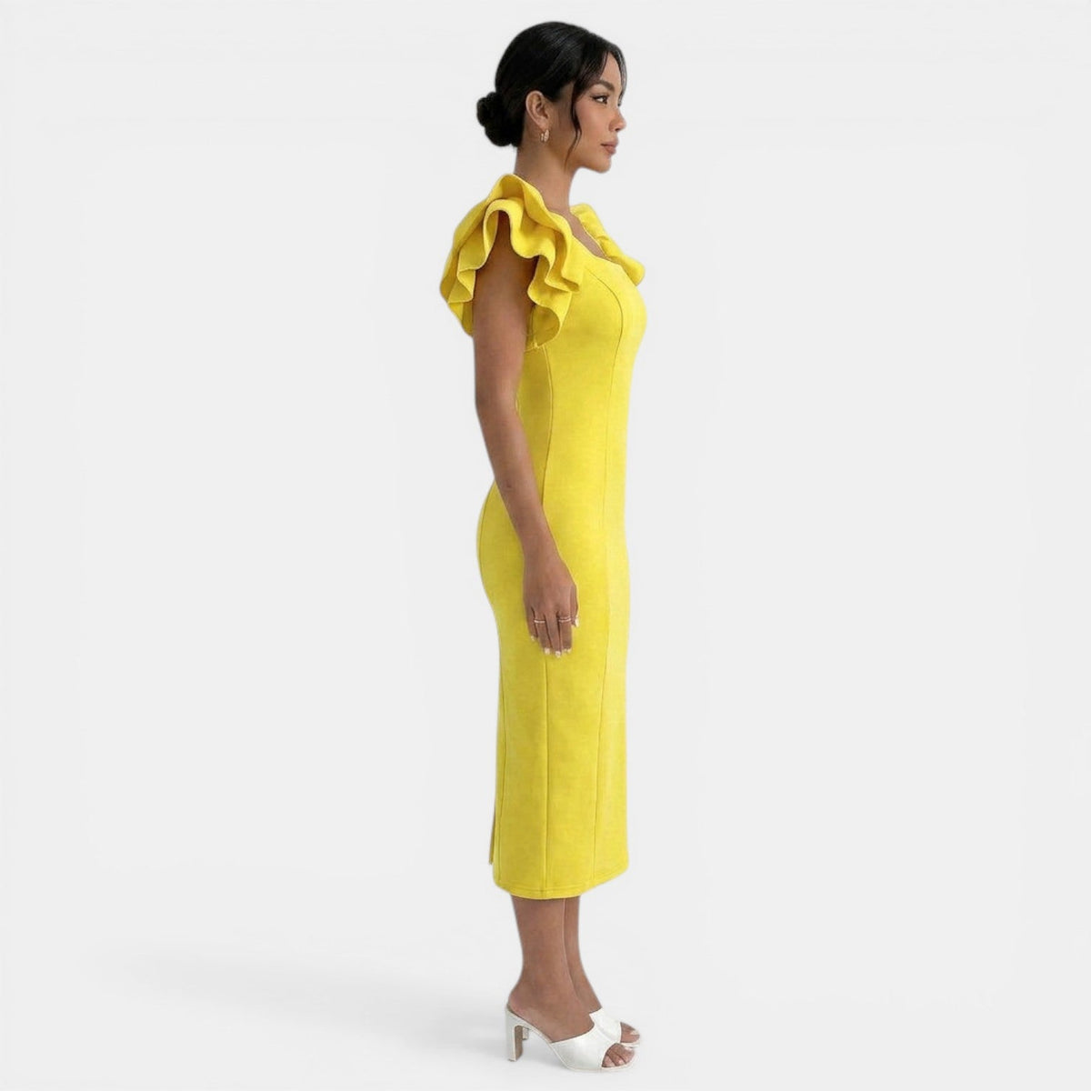 Women's Ruffled Sleeve Midi Dress