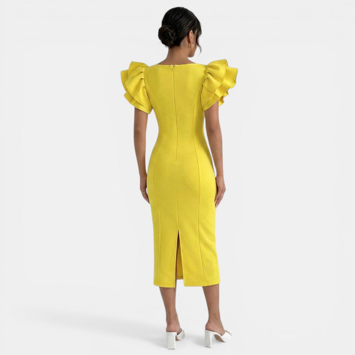 Women's Ruffled Sleeve Midi Dress