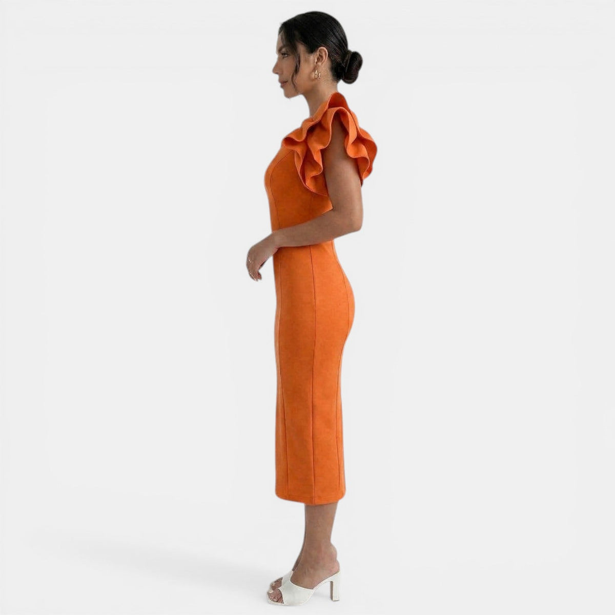 Women's Ruffled Sleeve Midi Dress