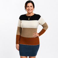 Women's Colorblock Patchwork Knit Sheath Dress
