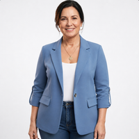 Women's Ruched Sleeve Single Button Blazer