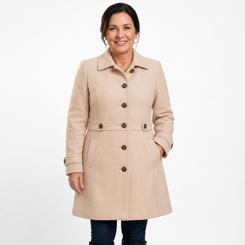 Women's Button Belt Flared Skirted Coat