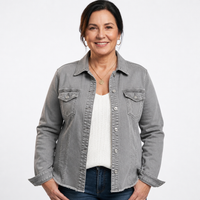 Women's Frayed Hem Washed Denim Jacket