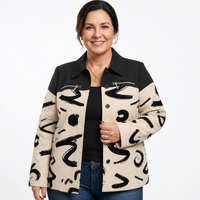Women's Abstract Print Colorblock Shacket Jacket